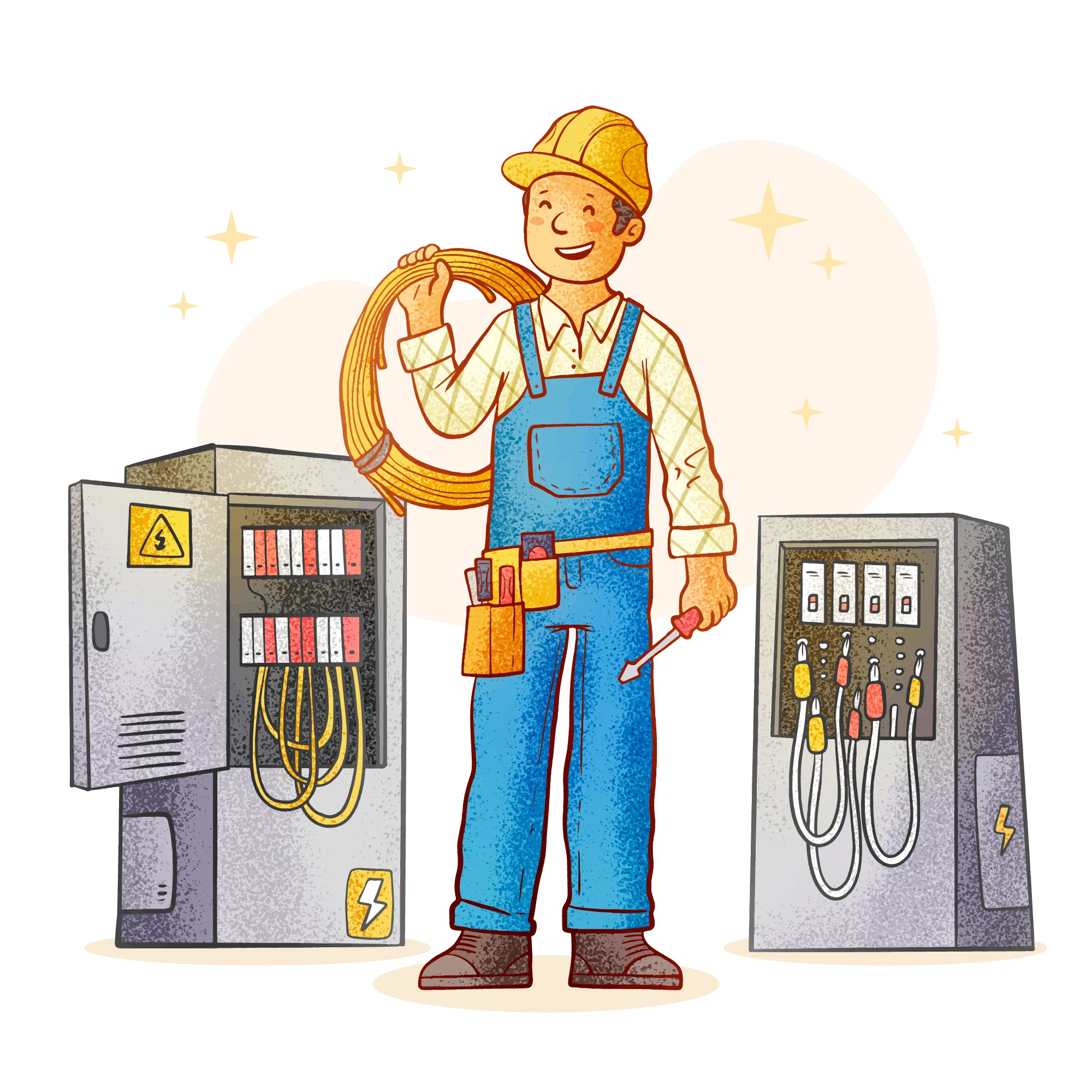 Ilustracija stručnog i iskusnog električara